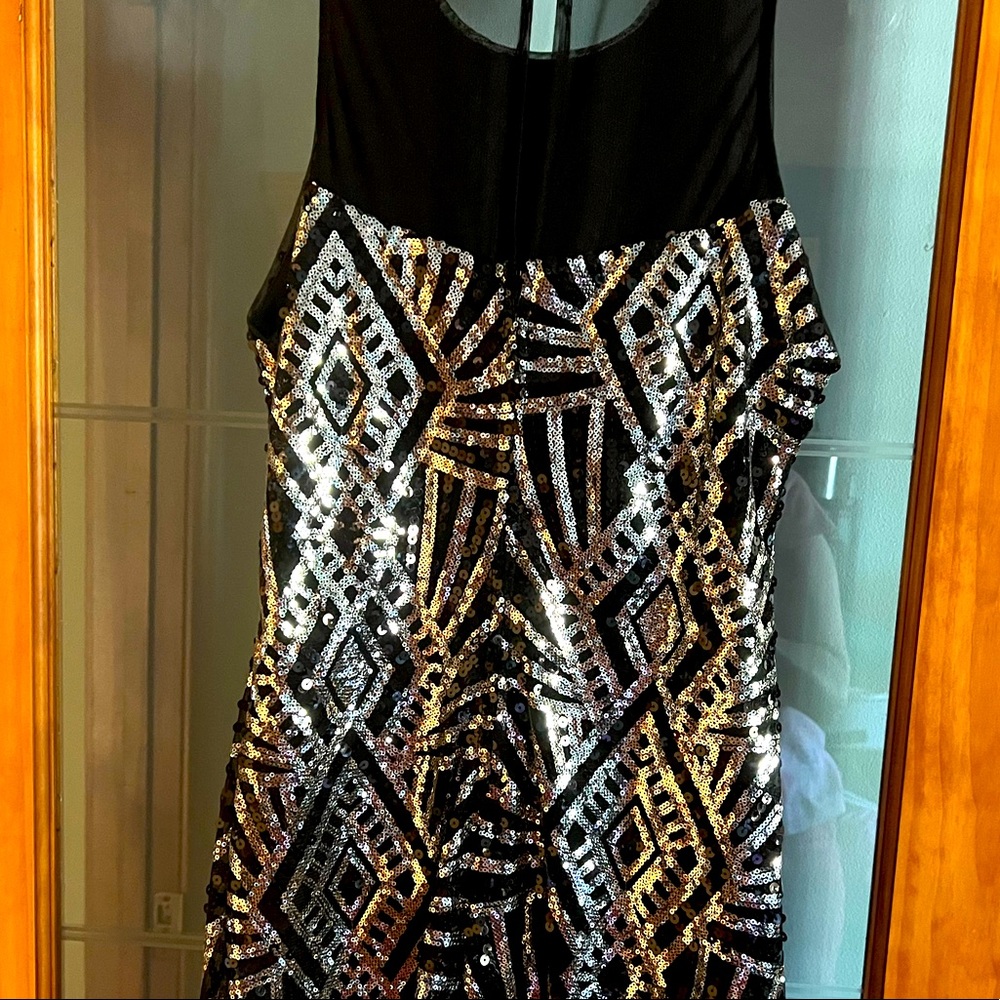 Bisou Bisou black and silver sequin dress